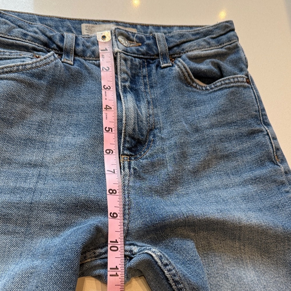Topshop Moto High Rise Cropped Women's Blue Straight Leg Jeans, Size 26 - Picture 8 of 11